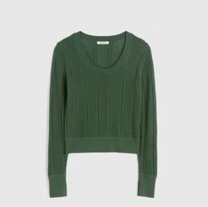 NWT MADEWELL Signature Knit Lace Stitch Sweater, SIZE XL, GREEN